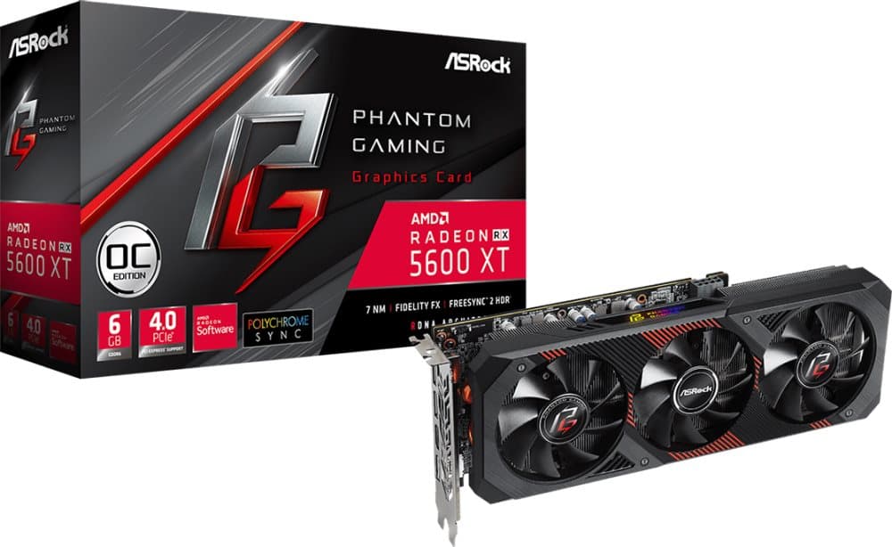 Asrock Phantom Gaming RX5600XT 6G OС Videocard - Musta
