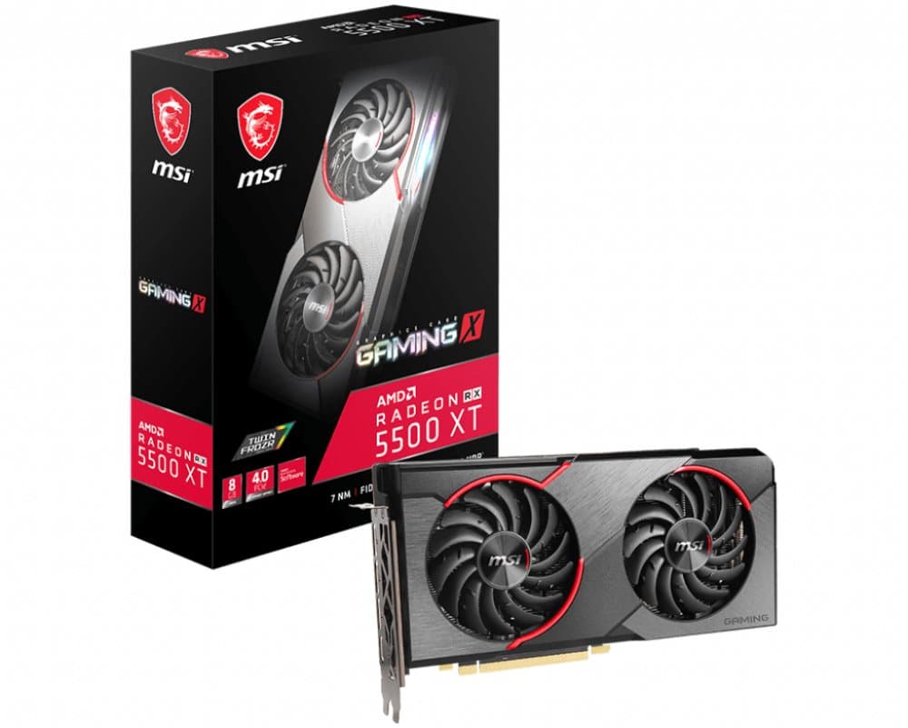 MSI RADEON RX 5500 XT GAMING X 8G-grafikkort - Sort, Grafit, Rød, Sølv