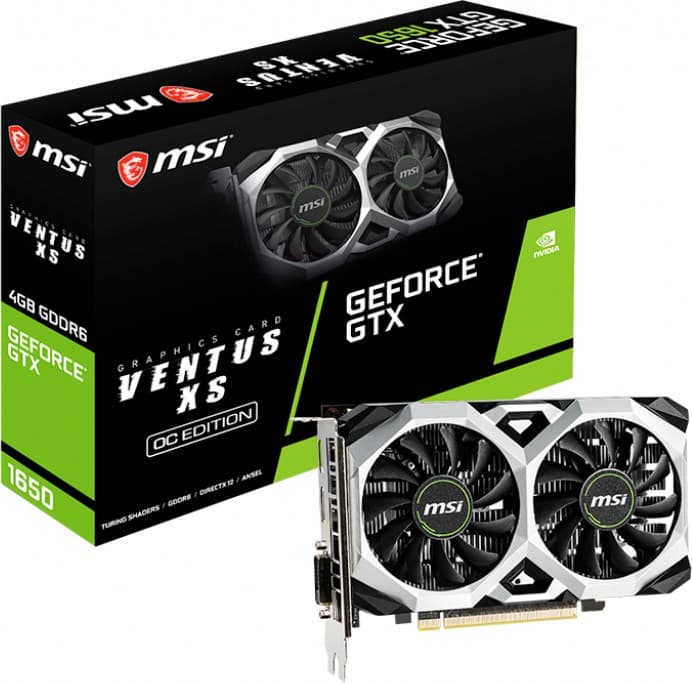 MSI GEFORCE GTX 1650 D6 VENTUS XS OC-skærmkort - Sort, Hvid