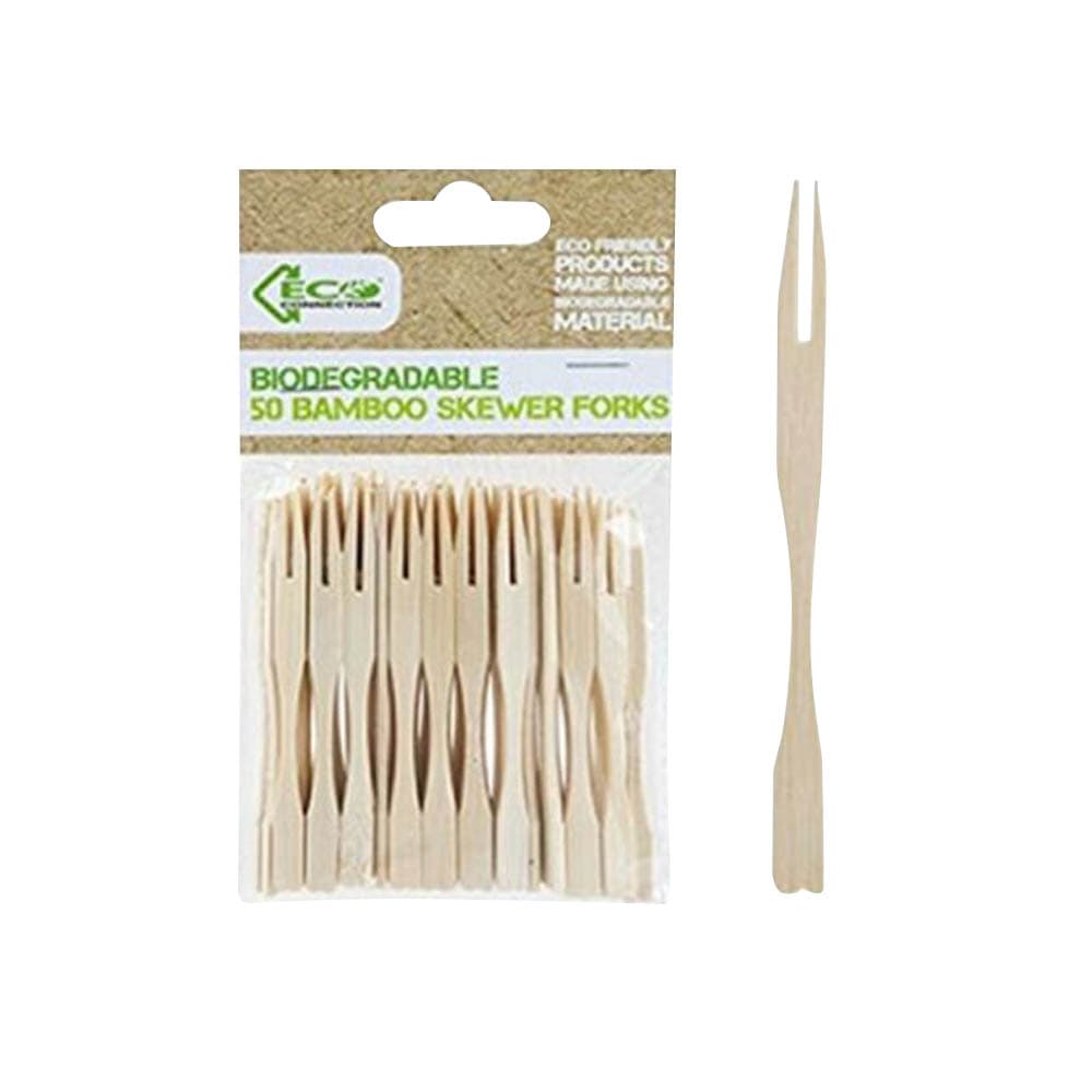 Eco Connection Bamboo Skewer Forks (Pack Of 50)