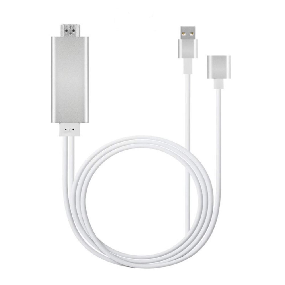 Universal USB til HDMI adapter for iPhone og Android sølv Universal USB 3 i 1 lade kabel for iPhone og Android