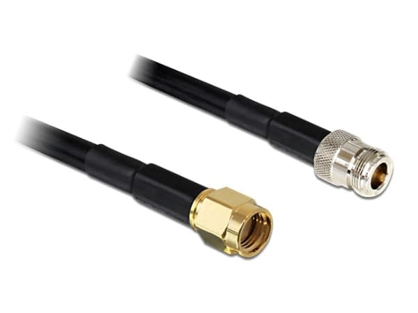 DeLOCK - Antennkabel - RP-SMA (hane) till N-kontakt (hona) - 3 m - LMR-195 - svart