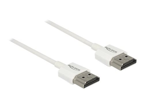 Bild av Delock High Speed HDMI with Ethernet - HDMI med Ethernet-kabel - HDMI (hane) till HDMI (hane) - 50 cm - trippelskärmad - vit - stöd för 4K