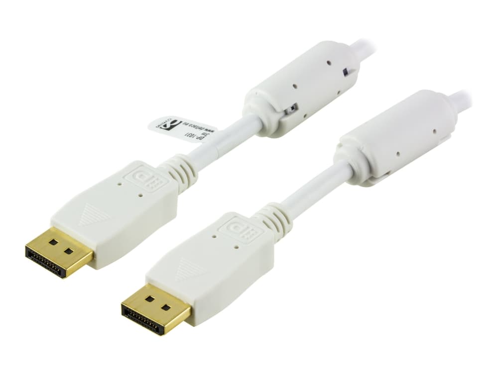 DELTACO - DisplayPort-kabel - DisplayPort (hann) til DisplayPort (hann) - 2 m - hvit