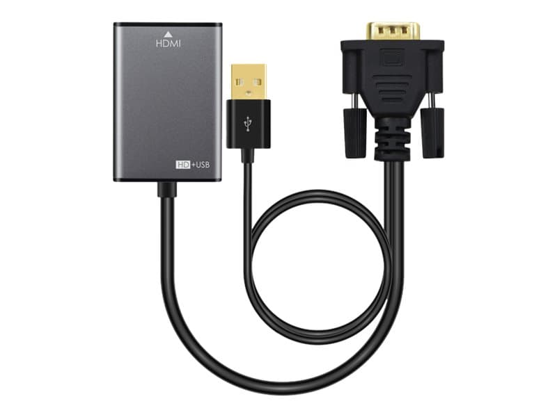 MicroConnect - HDMI-adapter - HDMI / VGA - USB, HD-15 (VGA) til HDMI (hunn) - 15 cm - svart - aktiv, 1080p-støtte