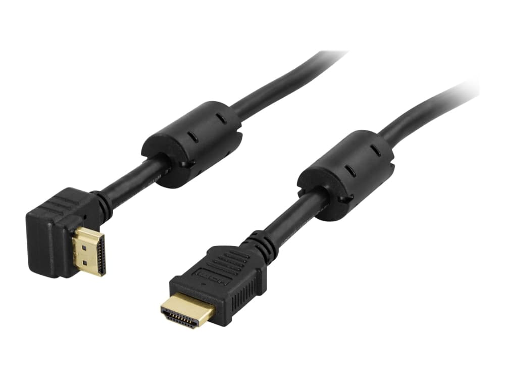 DELTACO HDMI-1015V - HDMI med Ethernet-kabel - HDMI (hann) til HDMI (hann) - 1.5 m - svart - vinkelkontakt