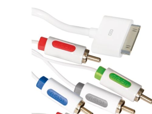 Bild av ICIDU - Kabel för video / ljud - komponentvideo/ljud - Apple Dock (hane) till RCA x 5 (hane) - 2 m - vit