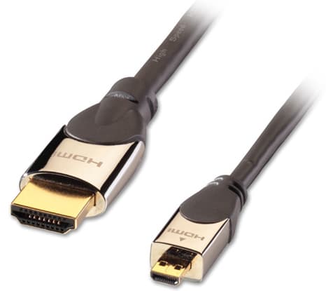 Lindy CROMO, HDMI - Micro HDMI, 0.5m, 0,5 m, HDMI Type A (Standard), HDMI Type D (Mikro), Svart, Sølv