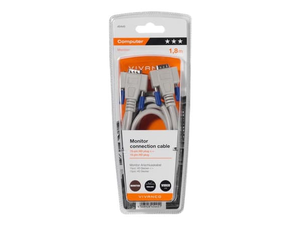 Vivanco CC M1 18 VV - VGA-kabel - HD-15 (VGA) (hann) til HD-15 (VGA) (hann) - 1.8 m - tommelskruer