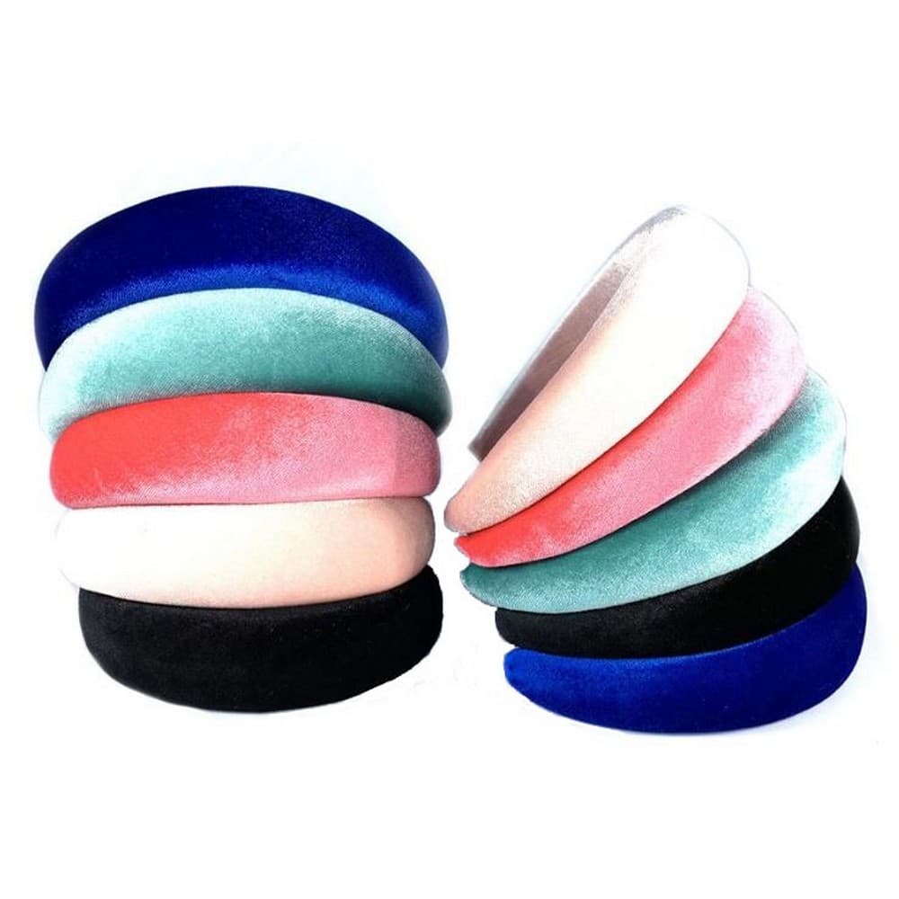 Jewelcity Womens/Ladies Mixed Velvet Padded Headbands (Pack Of 10)