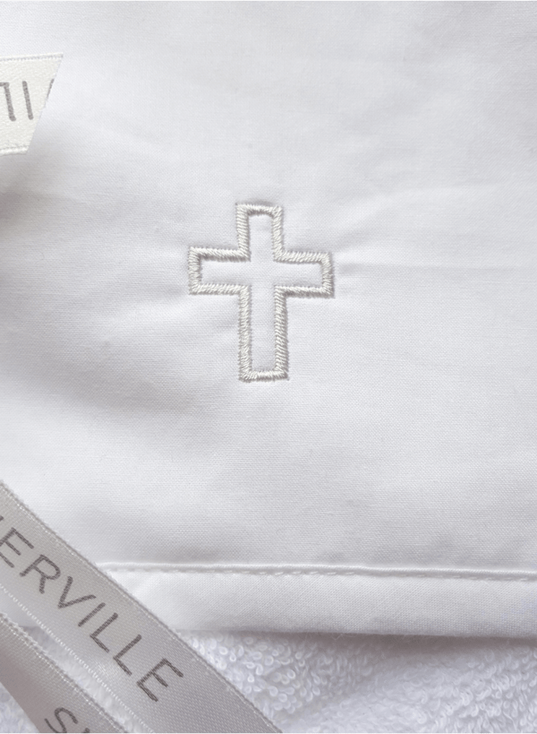 Bath cape / towel with silver cross for Orthodox Baptism - Grace of Sweden