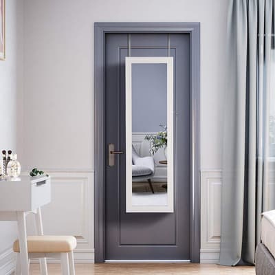 CINDERELLA II - LED Jewellery Cabinet Lockable Wall/Door-Mount 2 Drawers White