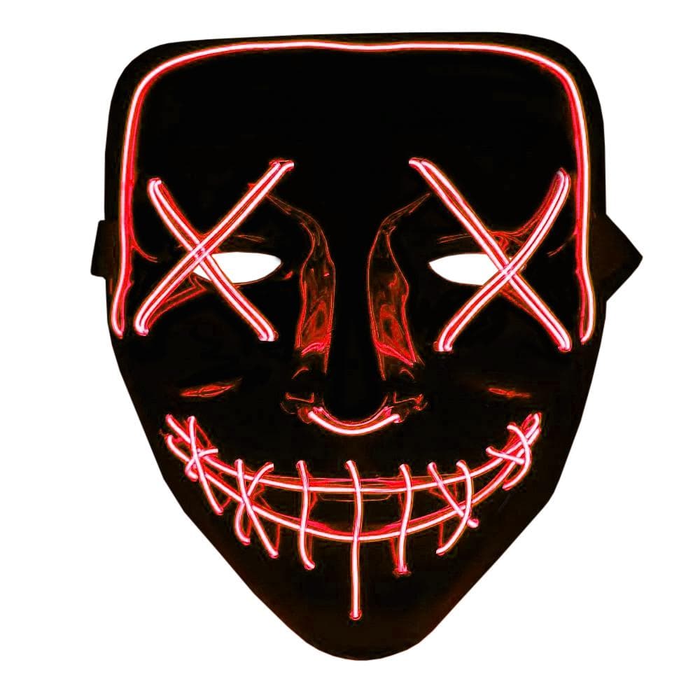 The Purge LED Neon Mask, Halloween - Rød