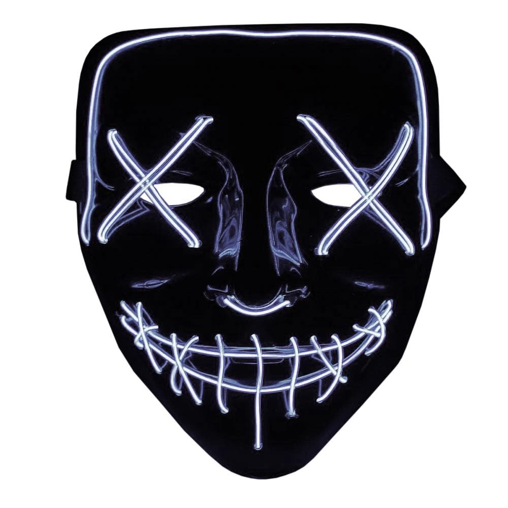 The Purge LED Neon Mask, Halloween - Hvit