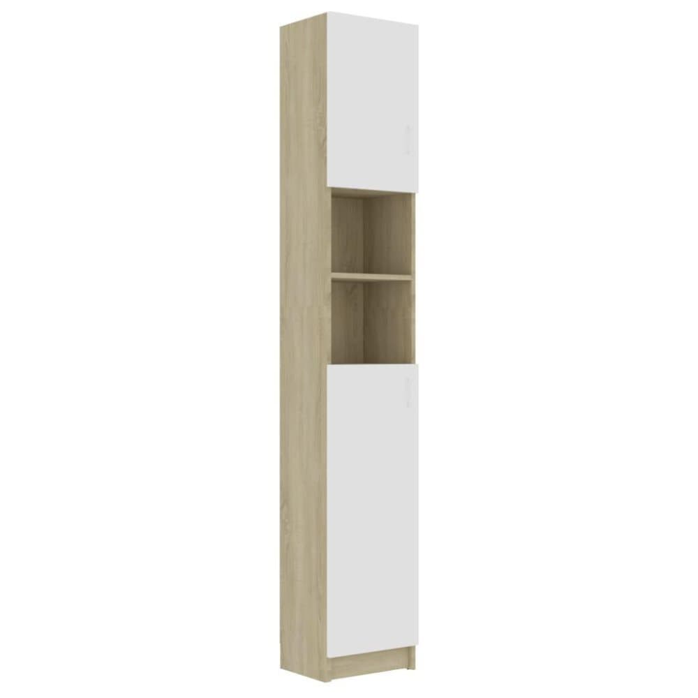 vidaXL Baderomsskap hvit og sonoma eik 32x25,5x190 cm sponplate