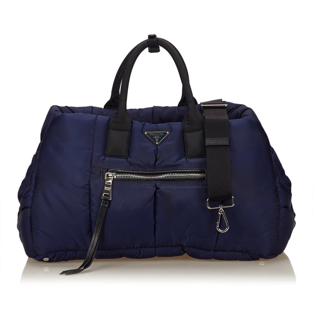 Prada Bomber 2 Way Handbag Blue