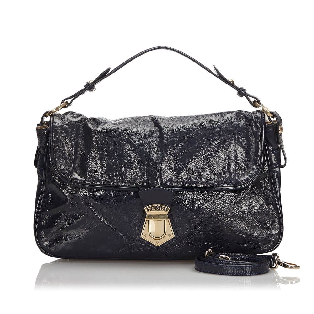 Fendi Patent Leather Satchel Blue