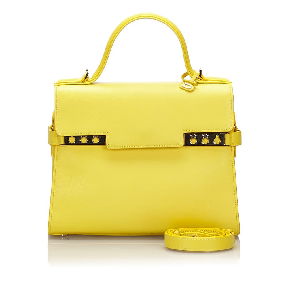 Delvaux Leather Tempete Medium Satchel Yellow