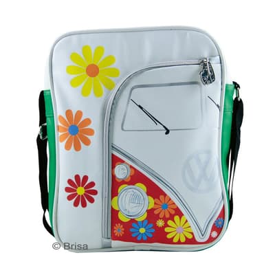 BRISA VW Collection - Volkswagen Hippie Bus T1 Camper Olkalaukku (Flower Power)