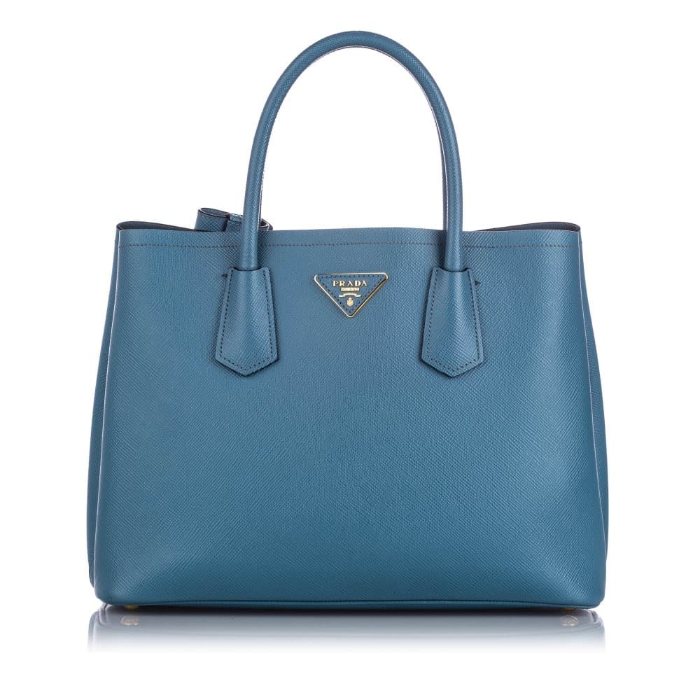 Prada Saffiano Cuir Twin Satchel Blue