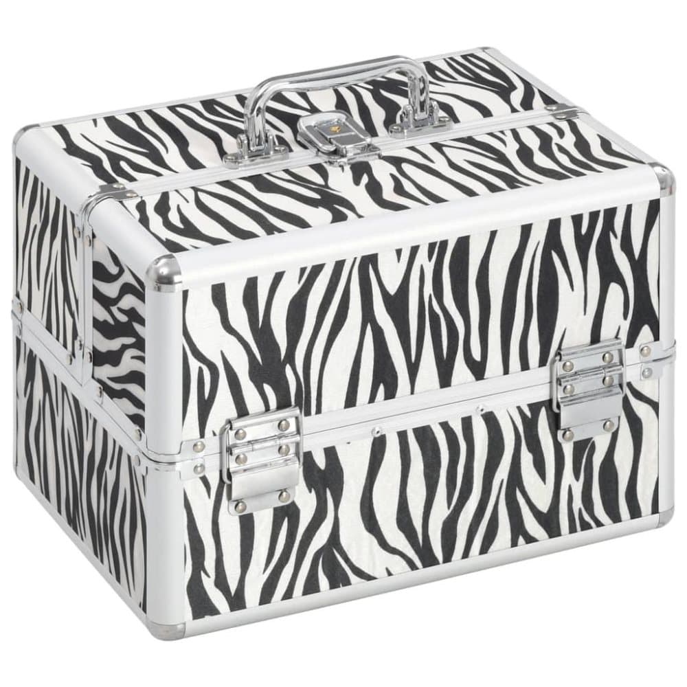 vidaXL Sminkeveske 22x30x21 cm sebrastriper aluminium