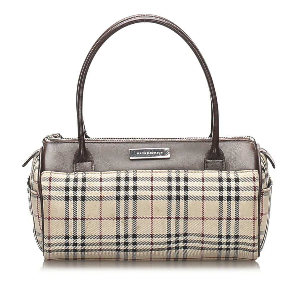 Pre-owned Burberry House Check Canvas Shoulder Bag Brown