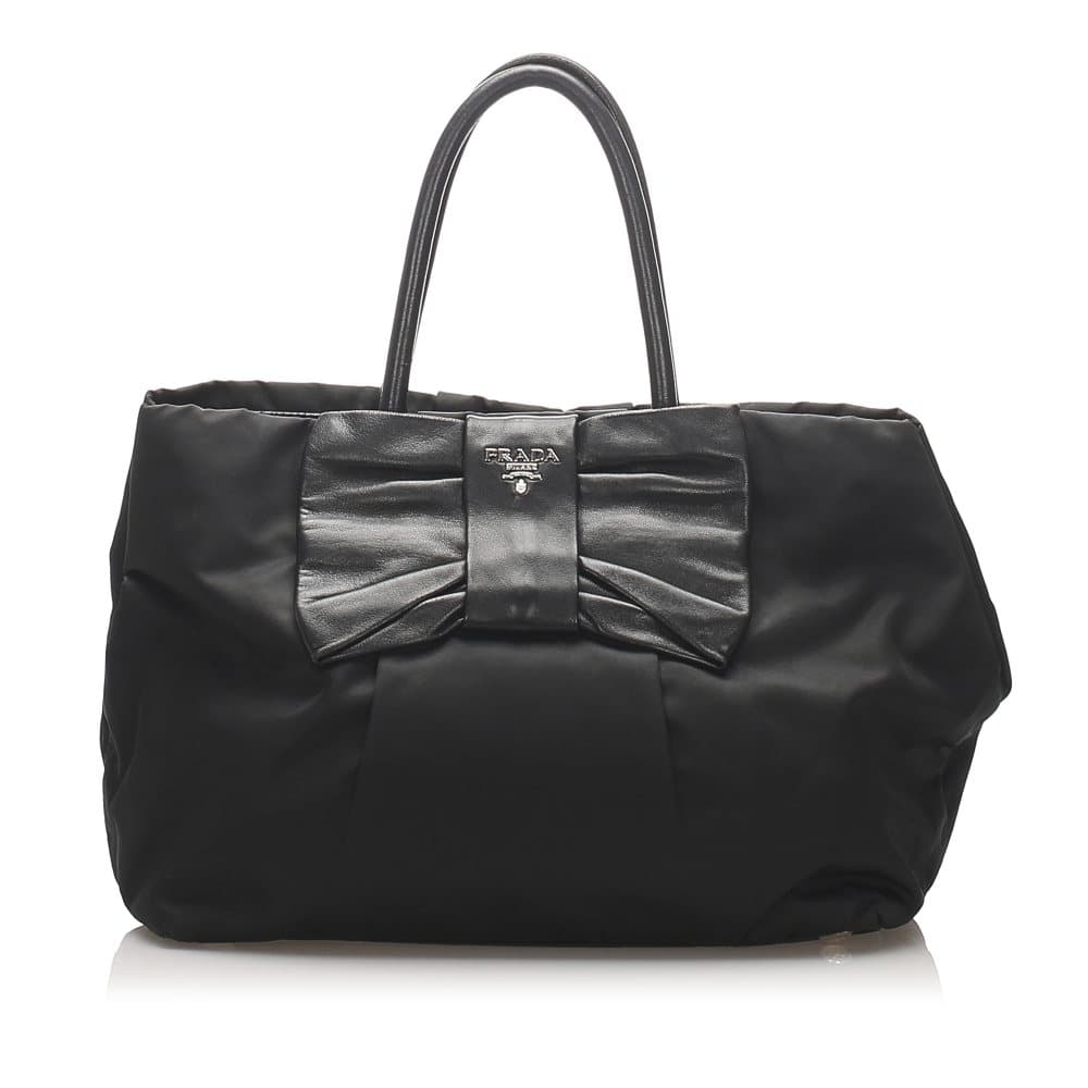 Prada Tessuto Bow Handbag Black