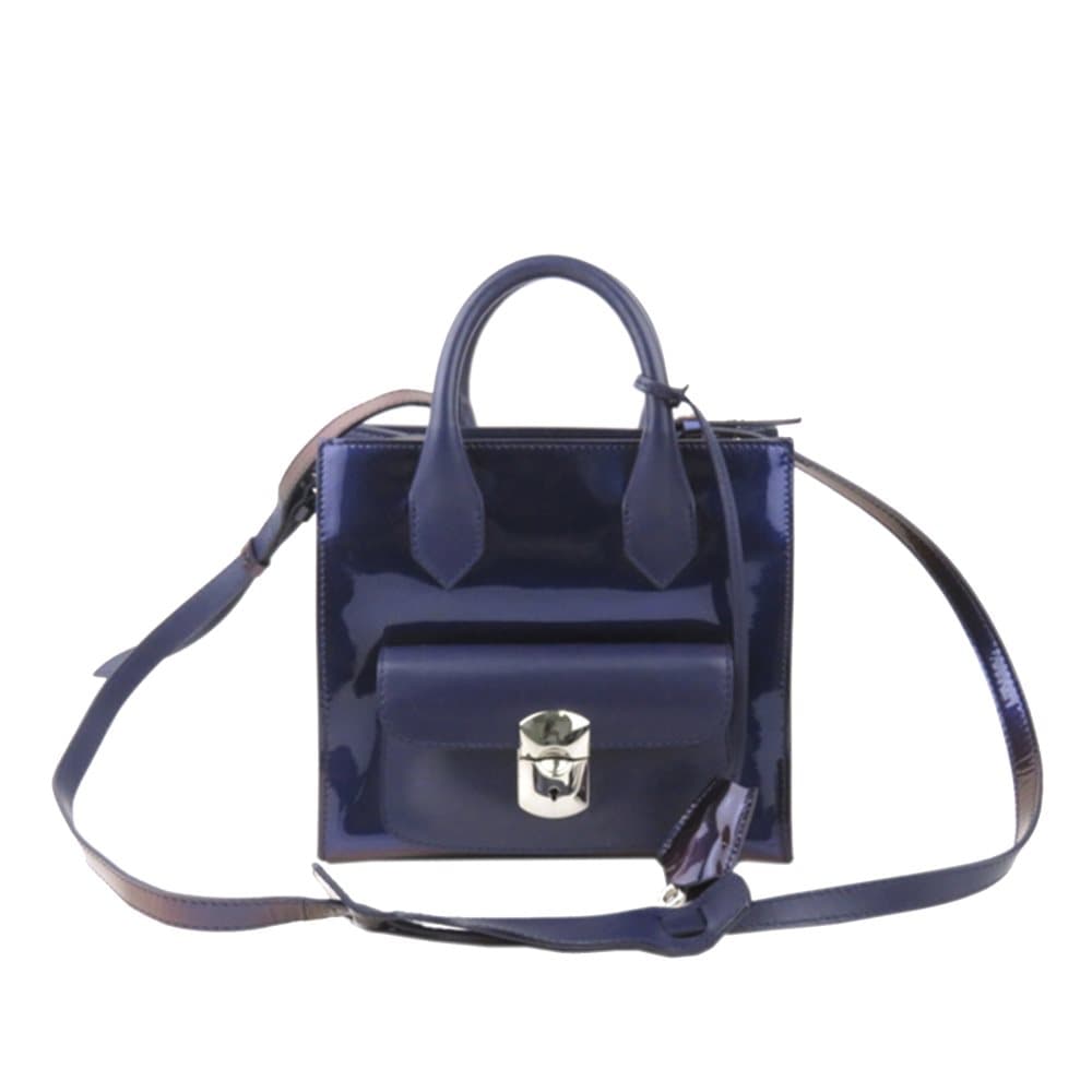 Balenciaga Mini Padlock All Afternoon Patent Leather Satchel Purple
