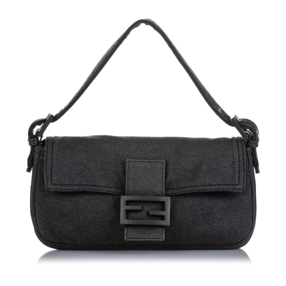 Pre-owned Fendi Mamma Cotton Baguette Gray