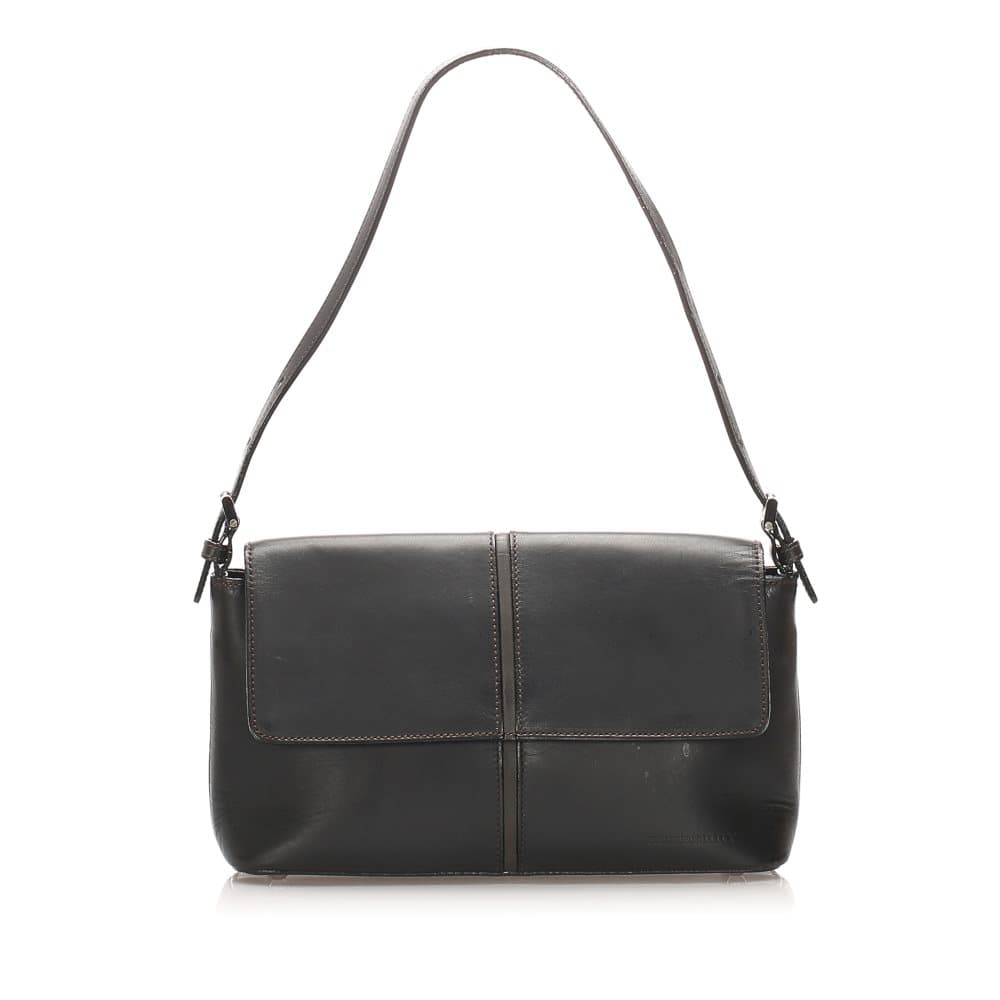 Pre-owned Burberry Leather Baguette Black