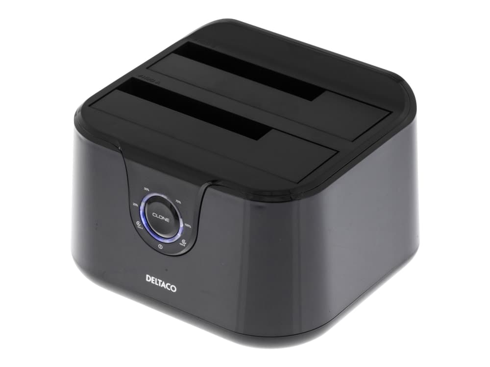 DELTACO MAP-GD35U3 - Diskkontroller med klonefunksjon - 2,5" / 3,5" delt - SATA 3Gb/s - 300 MBps - USB 3.0 - svart