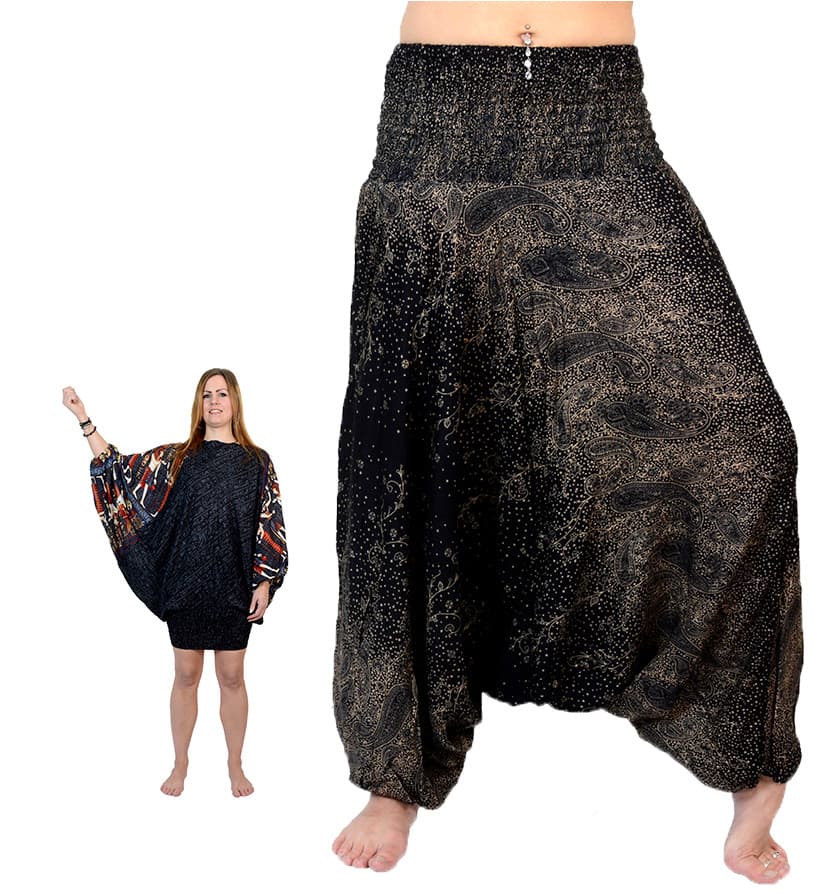 ZAALAC Harem pants 3 in 1, jumpsuit and skirt/blouse,boho.