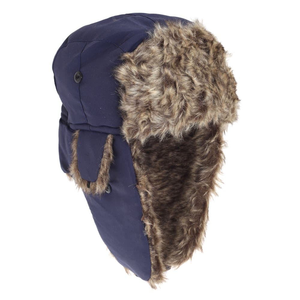 FLOSO Mens Faux Fur Lined Showerproof Thermal Trapper Hat