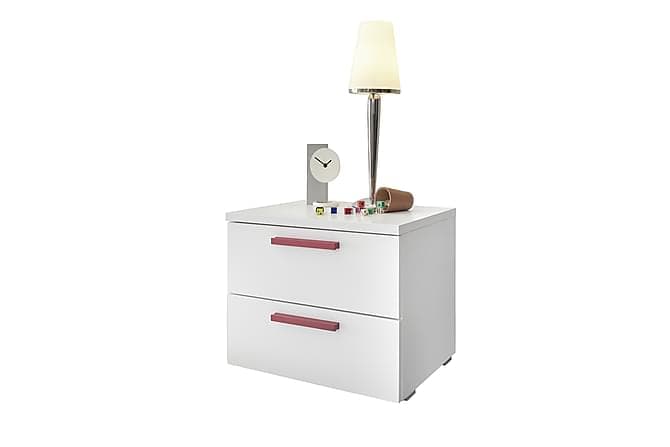 Periera Sengebord med 2 Skuffer 2-Pak Hvid/Rod