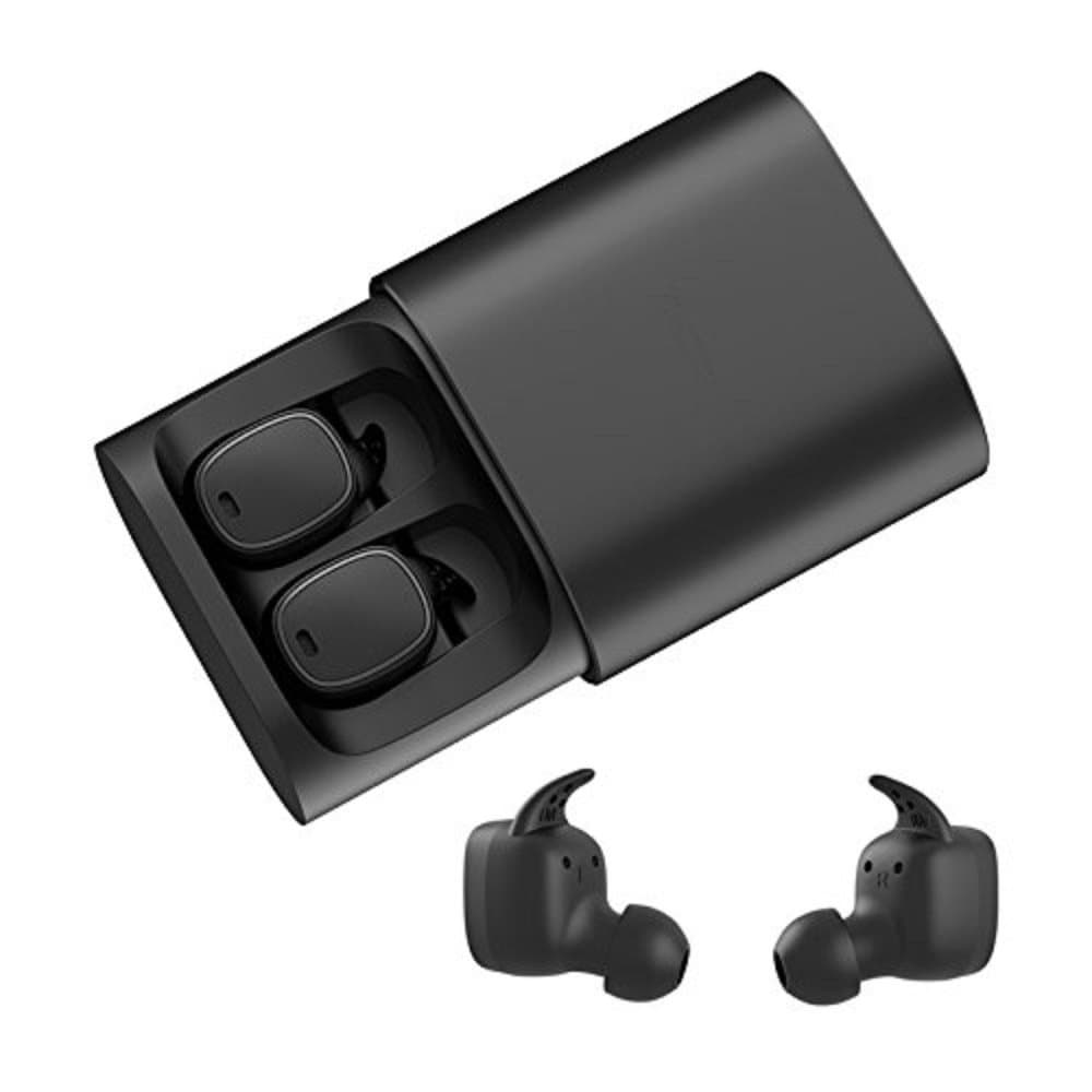 Trådösa in-ear hörlurar med laddväska - svart