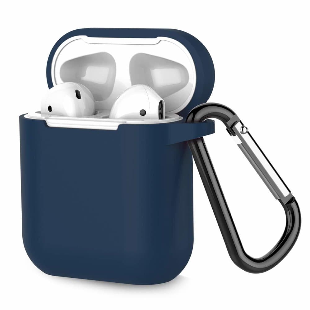 Airpods fodral i silikon - extra stöttåligt - mörkblå