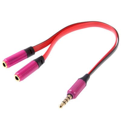 3.5mm AUX Splitter / Adapter till Hörlurar & Mikrofon - Rosa