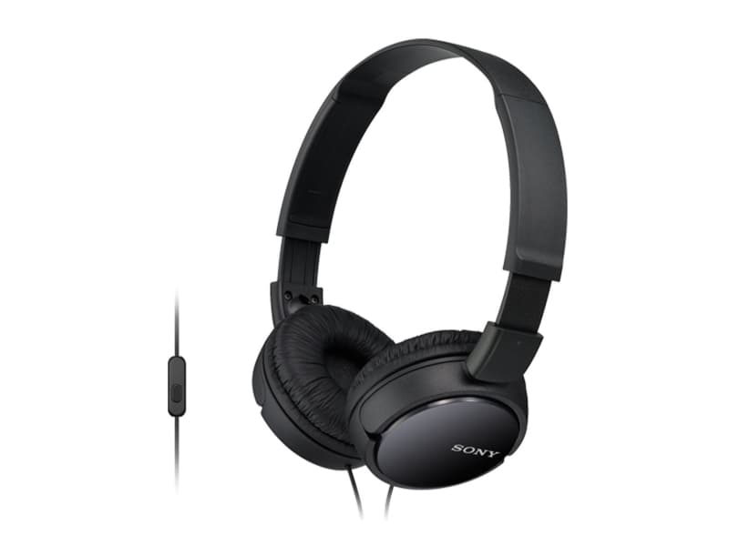 Sony MDR-ZX110AP - Hörlurar med mikrofon - fullstorlek - kabelansluten - 3,5 mm kontakt - svart