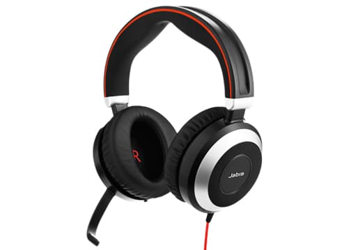 Jabra Evolve 80 MS stereo - Hodesett - full størrelse - kablet - aktiv støydemping - 3,5 mm jakk
