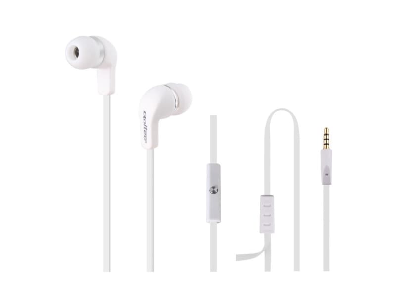 Qoltec - Ørepropper med mikrofon - i øret - kablet - 3,5 mm jakk - hvit