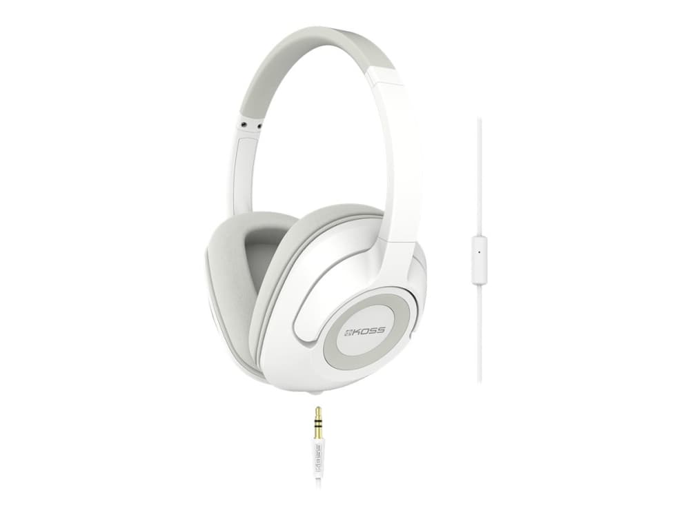 Koss UR42iW - Hodetelefoner med mikrofon - full størrelse - kablet - 3,5 mm jakk - hvit