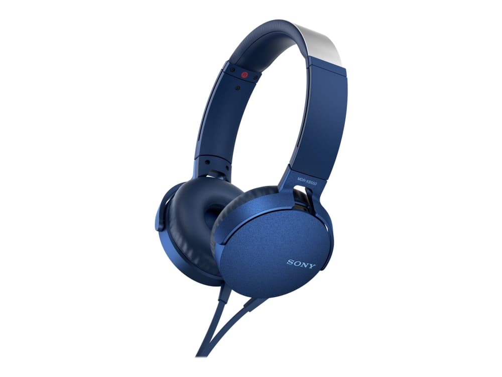 Sony MDR-XB550AP - Hörlurar med mikrofon - på örat - kabelansluten - 3,5 mm kontakt - blå