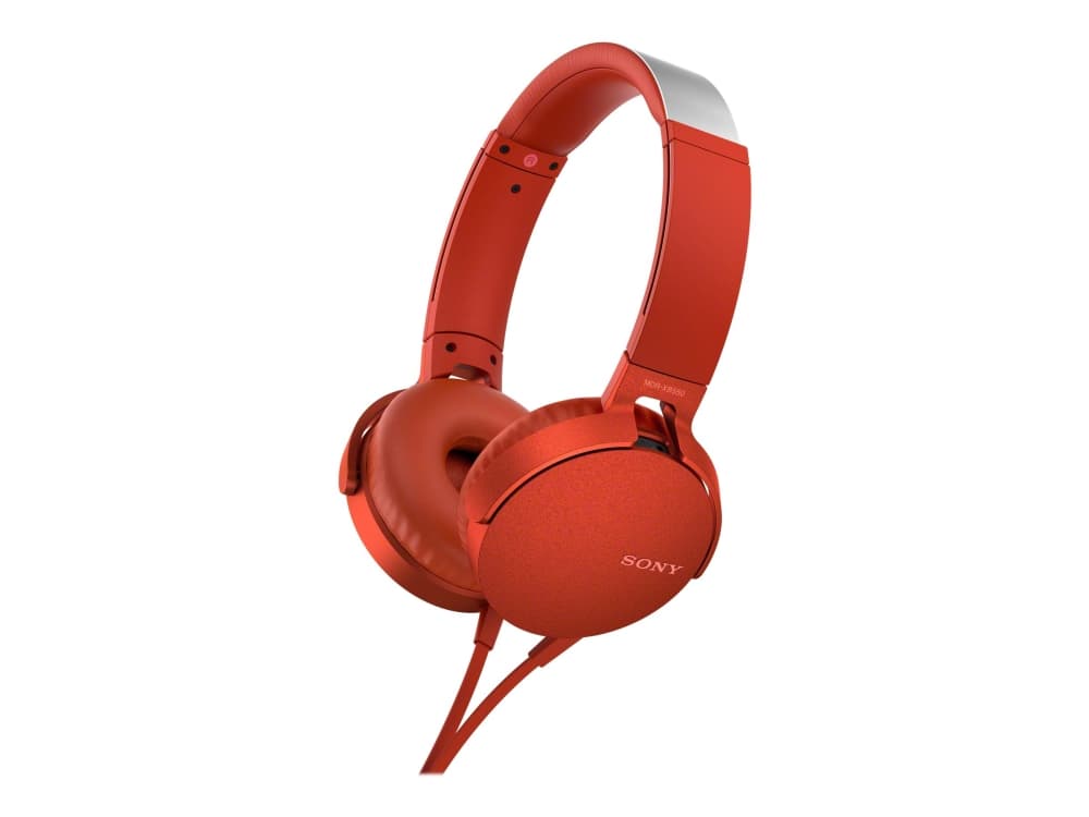 Sony MDR-XB550AP - Hörlurar med mikrofon - på örat - kabelansluten - 3,5 mm kontakt - röd