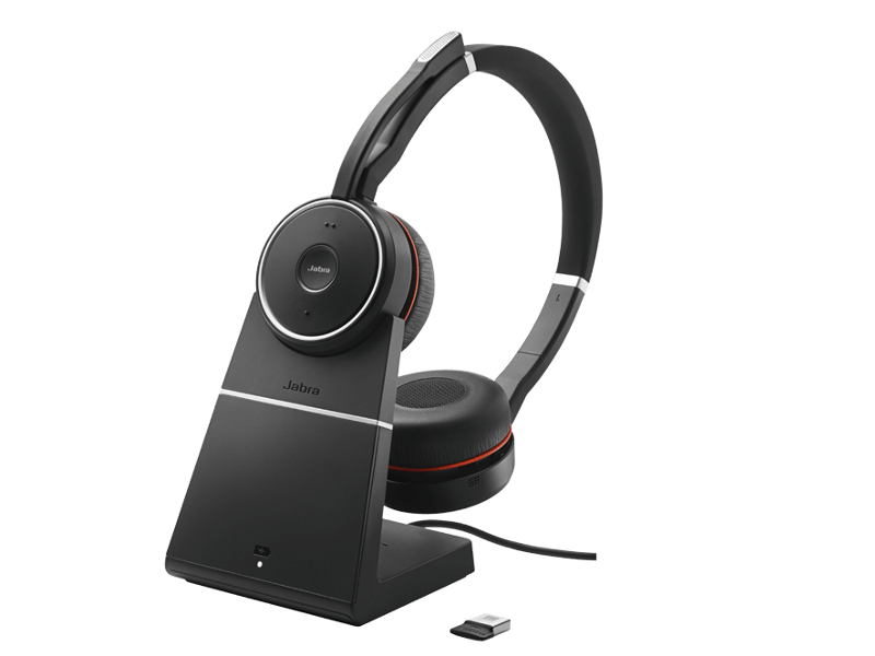 Jabra Evolve 75 UC Stereo + charging station - Hodesett - on-ear - Bluetooth - trådløs - aktiv støydemping - USB