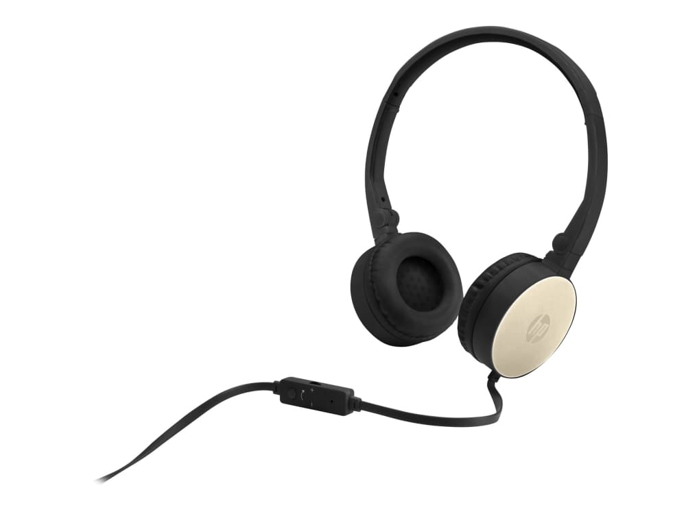 HP H2800 - Hodetelefoner med mikrofon - on-ear - kablet - 3,5 mm jakk - gull - for OMEN 25L by HP; HP 15, 17, 24, 27; ENVY 32; Pavilion 27; Pavilion