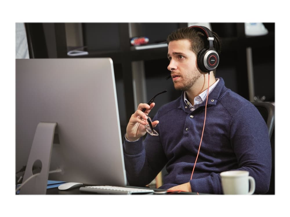 Jabra Evolve 80 UC stereo - Hodesett - full størrelse - kablet - aktiv støydemping