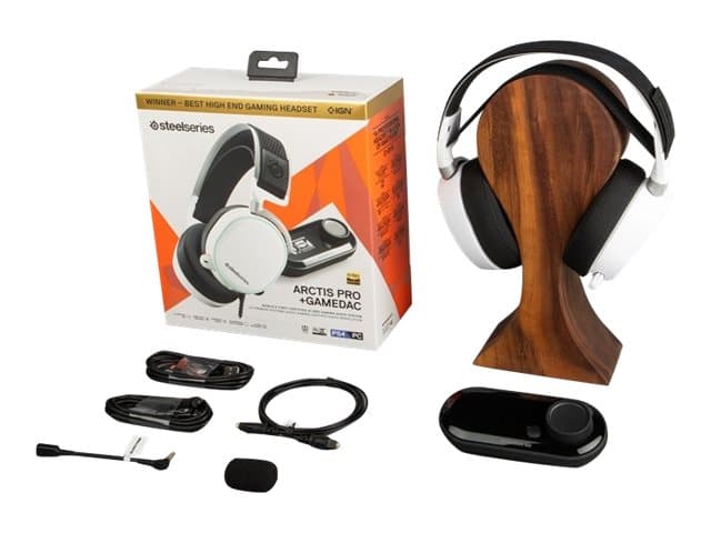 SteelSeries Arctis Pro - Headset - fullstorlek - kabelansluten - USB, 3,5 mm kontakt - vit - med GameDAC