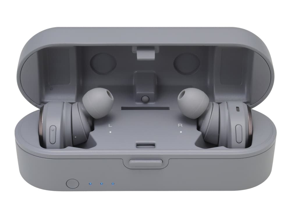 Audio-Technica ATH CKR7TW - True wireless-hodetelefoner med mikrofon - i øret - Bluetooth - grå