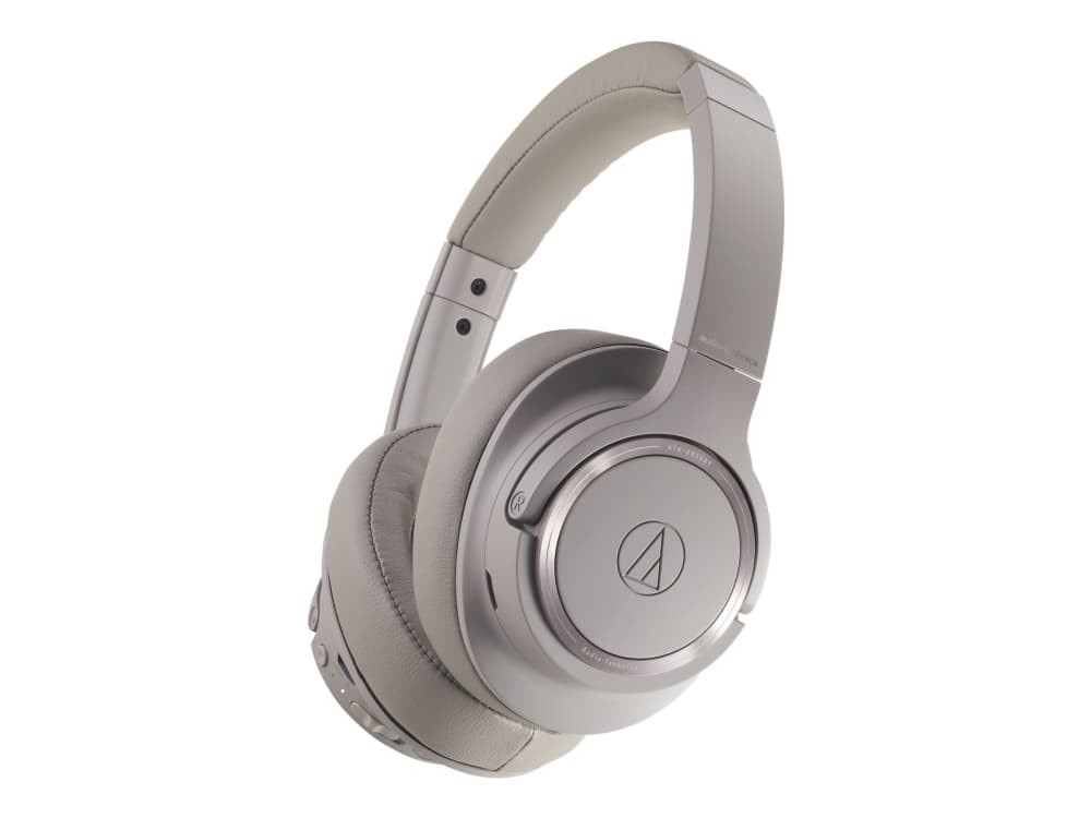 Audio-Technica ATH SR50BT - Hodetelefoner med mikrofon - full størrelse - Bluetooth - trådløs - 3,5 mm jakk - lydisolerende - gråbrun