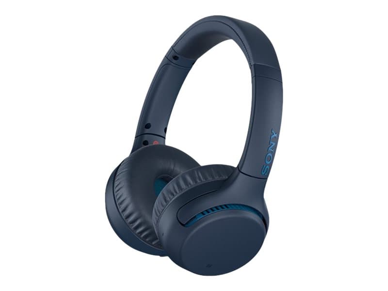 Sony WH-XB700 - Hörlurar med mikrofon - på örat - Bluetooth - trådlös - NFC - 3,5 mm kontakt - blå